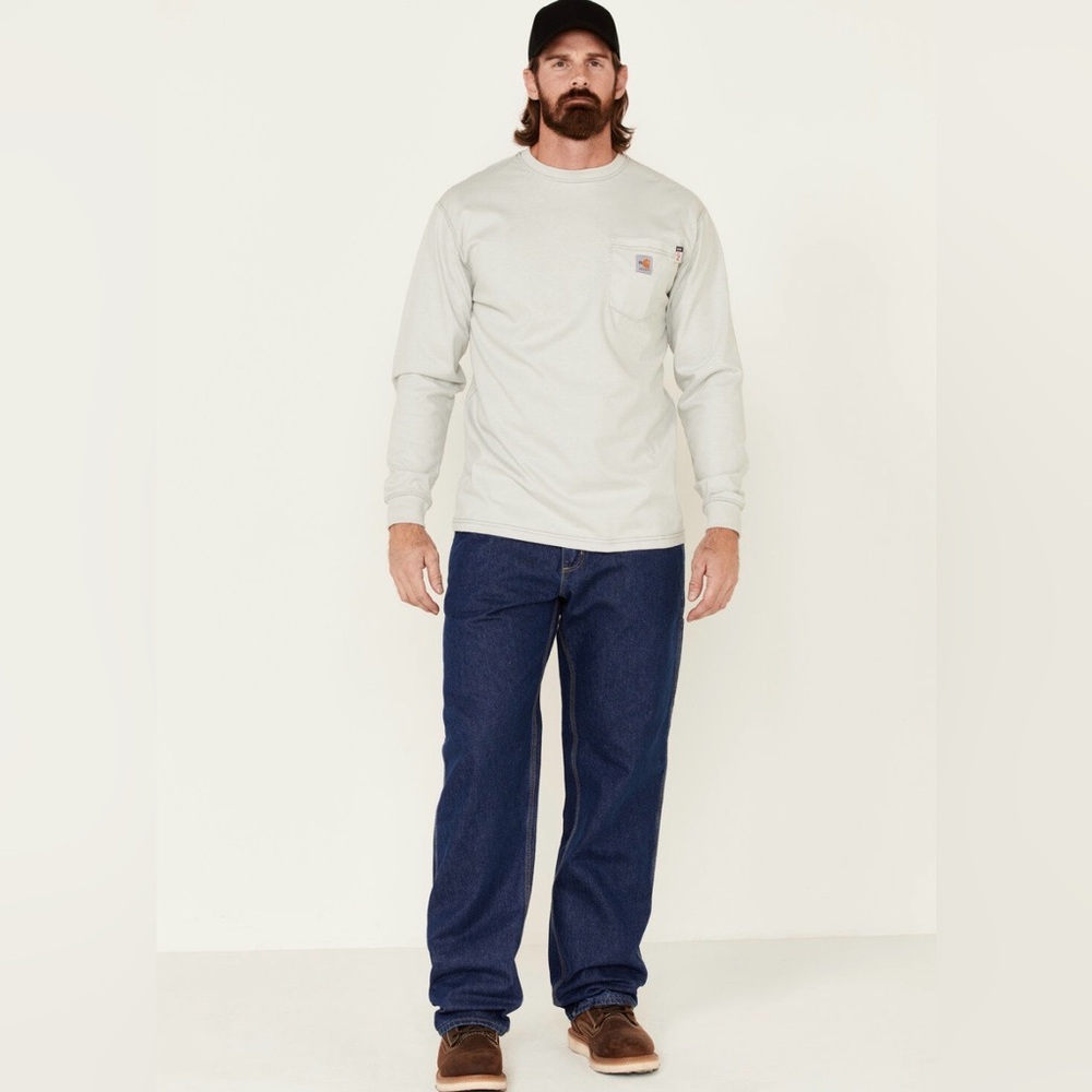 Carhartt FR Flame Resistant Signature Denim Dungaree Work Jeans 46x32